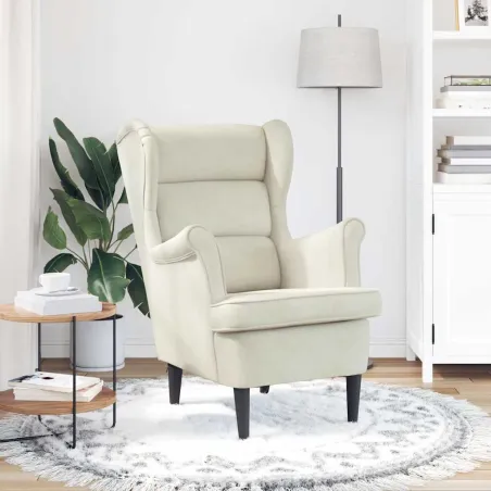 Fauteuil blanc crème velours