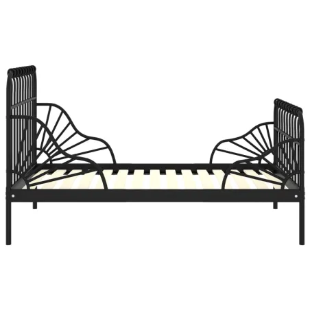 Cadre de lit extensible sans matelas Noir Métal 80x130/200 cm