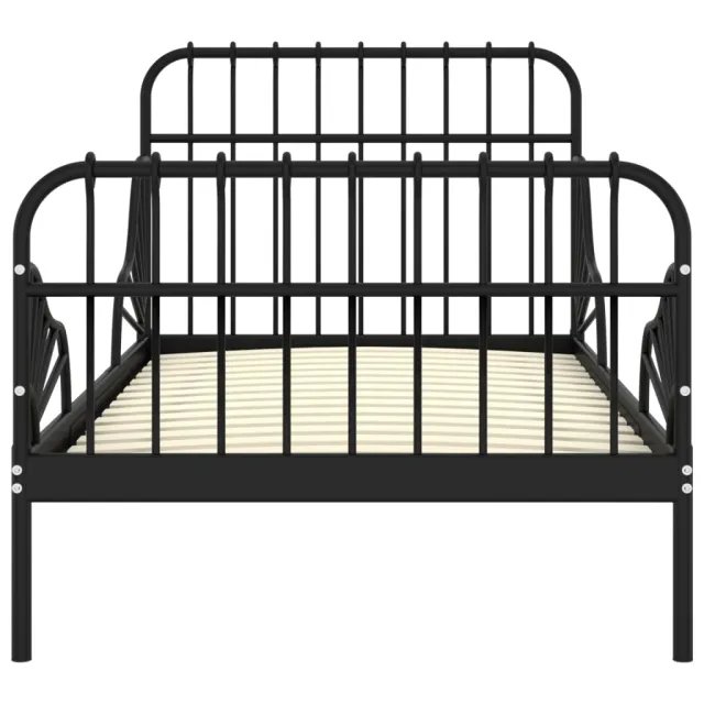 Cadre de lit extensible sans matelas Noir Métal 80x130/200 cm