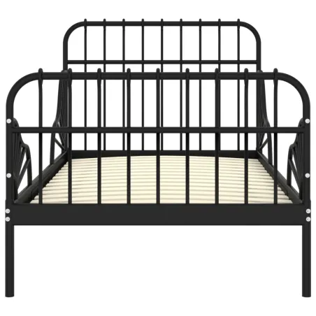 Cadre de lit extensible sans matelas Noir Métal 80x130/200 cm
