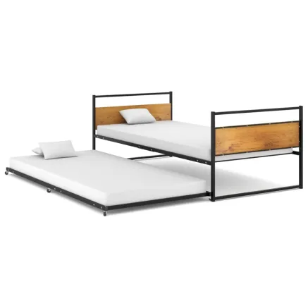 Cadre de lit extensible sans matelas Noir Métal 90x200 cm 2