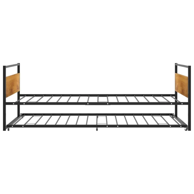Cadre de lit extensible sans matelas Noir Métal 90x200 cm