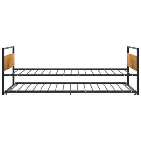 Cadre de lit extensible sans matelas Noir Métal 90x200 cm