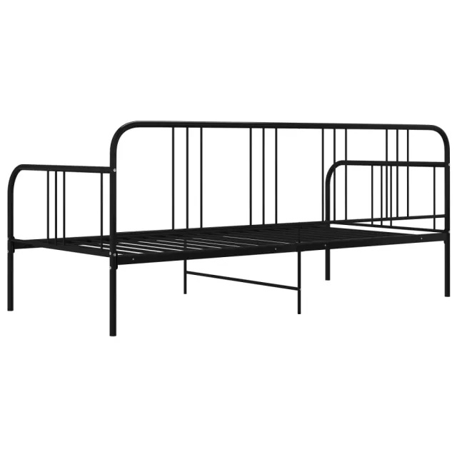 Cadre de canapé-lit sans matelas noir métal 90x200 cm