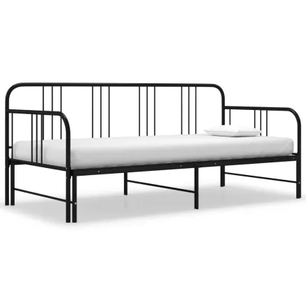 Cadre de canapé-lit extensible sans matelas Noir Métal 90x200cm