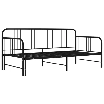 Cadre de canapé-lit extensible sans matelas Noir Métal 90x200cm 2