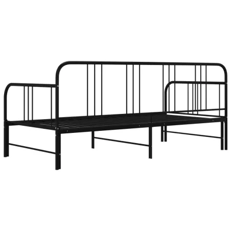 Cadre de canapé-lit extensible sans matelas Noir Métal 90x200cm