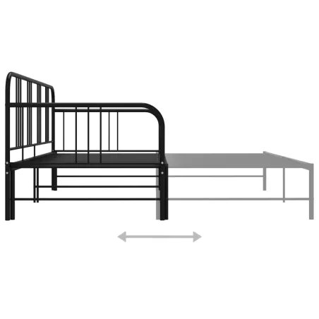 Cadre de canapé-lit extensible sans matelas Noir Métal 90x200cm