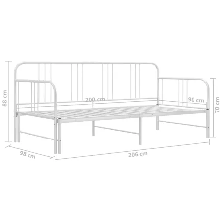 Cadre de canapé-lit extensible sans matelas blanc 90x200 cm