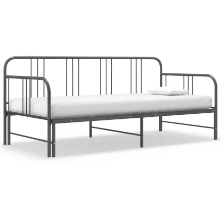 Cadre de canapé-lit extensible sans matelas gris métal 90x200cm