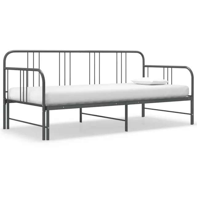 Cadre de canapé-lit extensible sans matelas gris métal 90x200cm
