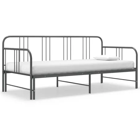 Cadre de canapé-lit extensible sans matelas gris métal 90x200cm