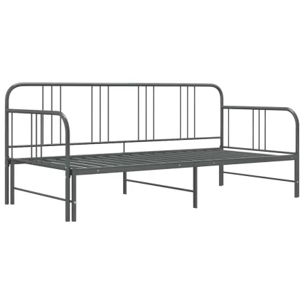 Cadre de canapé-lit extensible sans matelas gris métal 90x200cm 2