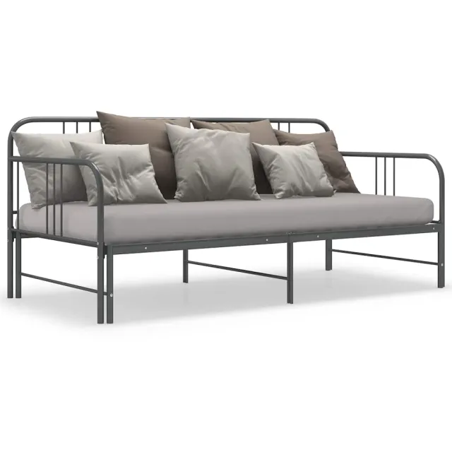 Cadre de canapé-lit extensible sans matelas gris métal 90x200cm