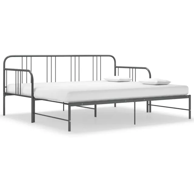 Cadre de canapé-lit extensible sans matelas gris métal 90x200cm