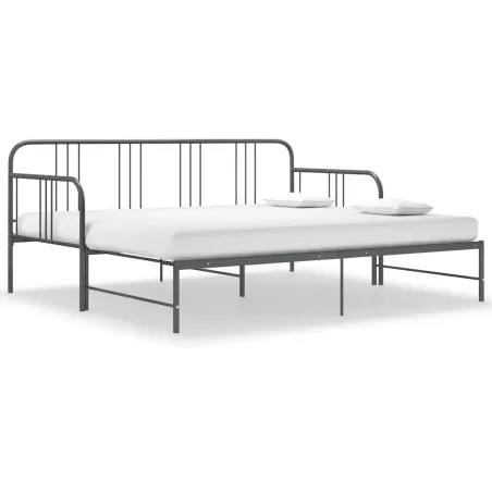 Cadre de canapé-lit extensible sans matelas gris métal 90x200cm