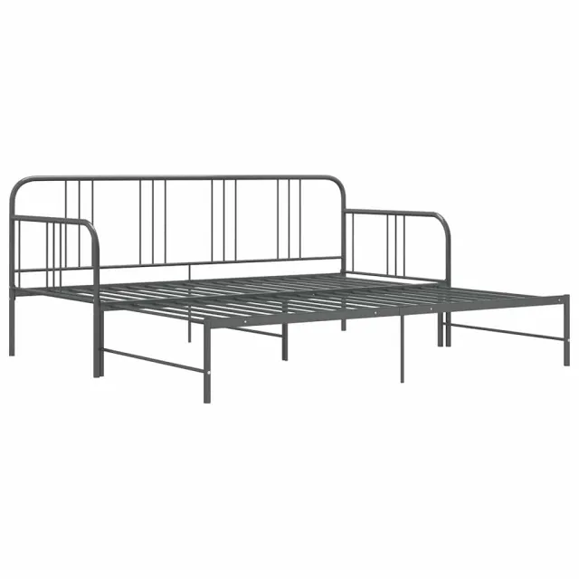 Cadre de canapé-lit extensible sans matelas gris métal 90x200cm