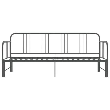 Cadre de canapé-lit extensible sans matelas gris métal 90x200cm