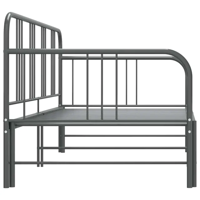 Cadre de canapé-lit extensible sans matelas gris métal 90x200cm