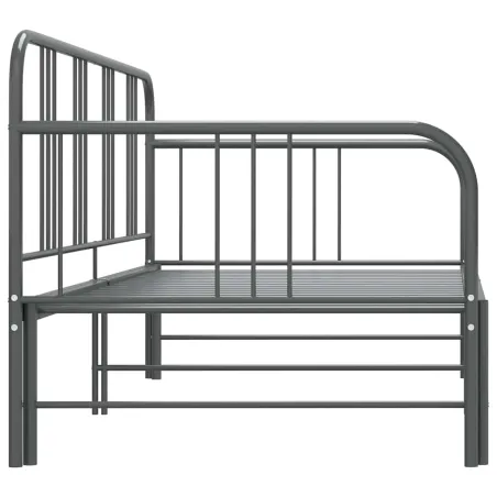 Cadre de canapé-lit extensible sans matelas gris métal 90x200cm