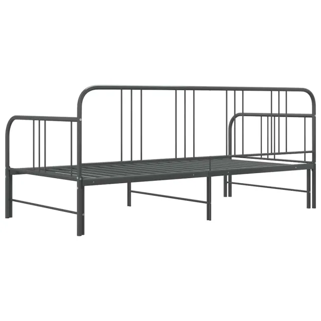 Cadre de canapé-lit extensible sans matelas gris métal 90x200cm