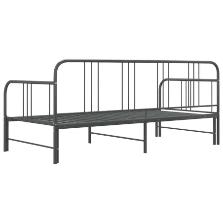 Cadre de canapé-lit extensible sans matelas gris métal 90x200cm