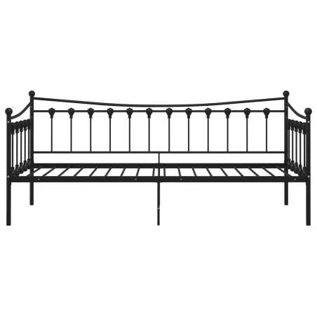 Cadre de canapé-lit sans matelas noir métal 90x200 cm