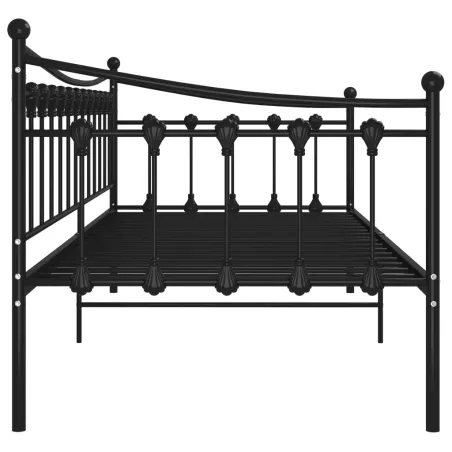 Cadre de canapé-lit sans matelas noir métal 90x200 cm