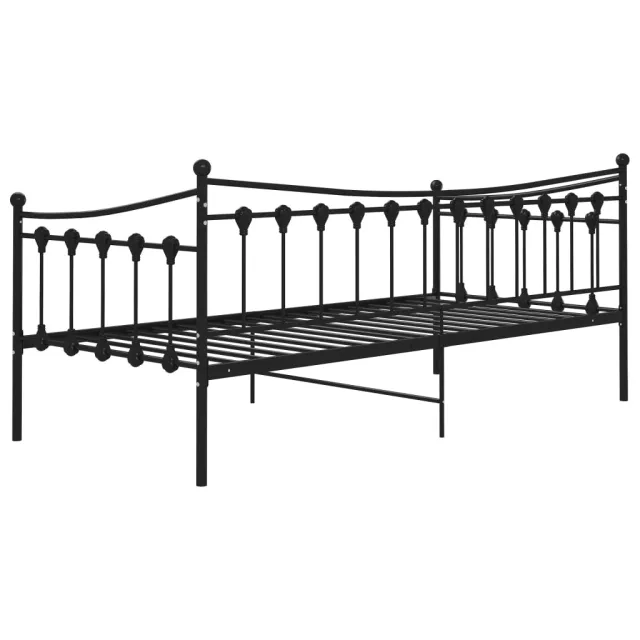 Cadre de canapé-lit sans matelas noir métal 90x200 cm