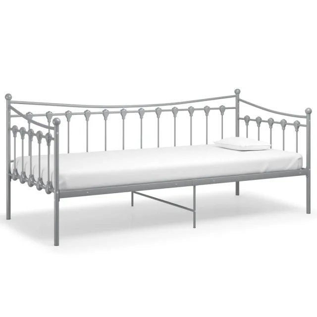 Cadre de canapé-lit sans matelas gris métal 90x200 cm