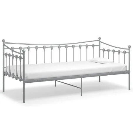 Cadre de canapé-lit sans matelas gris métal 90x200 cm