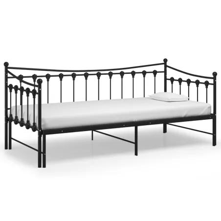 Cadre de canapé-lit extensible sans matelas Noir Métal 90x200cm