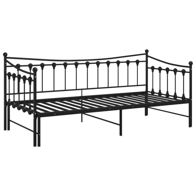Cadre de canapé-lit extensible sans matelas Noir Métal 90x200cm