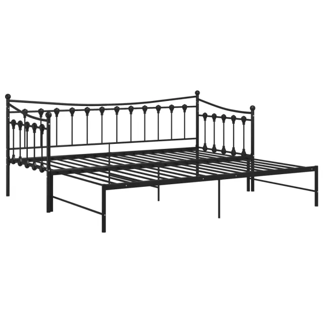 Cadre de canapé-lit extensible sans matelas Noir Métal 90x200cm
