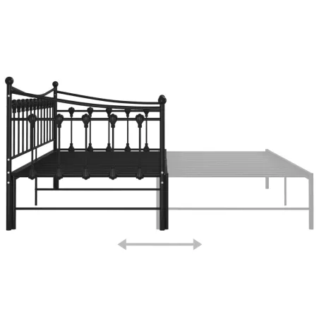 Cadre de canapé-lit extensible sans matelas Noir Métal 90x200cm