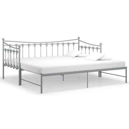 Cadre de canapé-lit extensible sans matelas gris métal 90x200cm 2