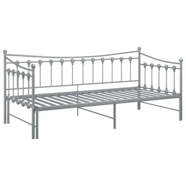 Cadre de canapé-lit extensible sans matelas gris métal 90x200cm