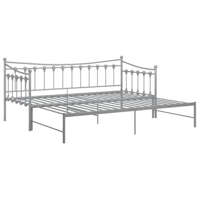 Cadre de canapé-lit extensible sans matelas gris métal 90x200cm