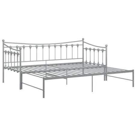 Cadre de canapé-lit extensible sans matelas gris métal 90x200cm