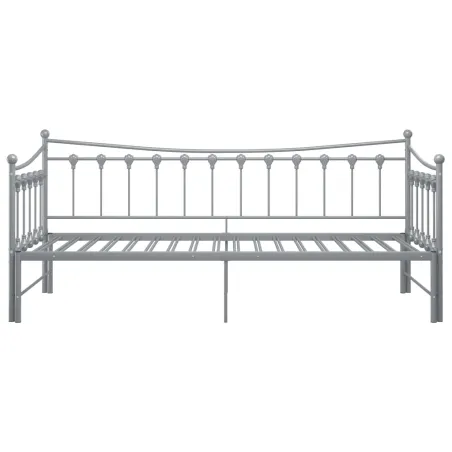 Cadre de canapé-lit extensible sans matelas gris métal 90x200cm