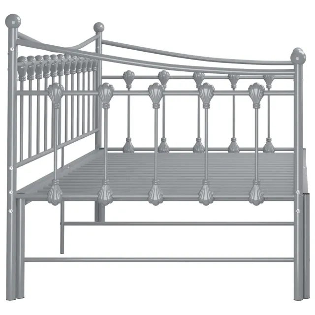 Cadre de canapé-lit extensible sans matelas gris métal 90x200cm
