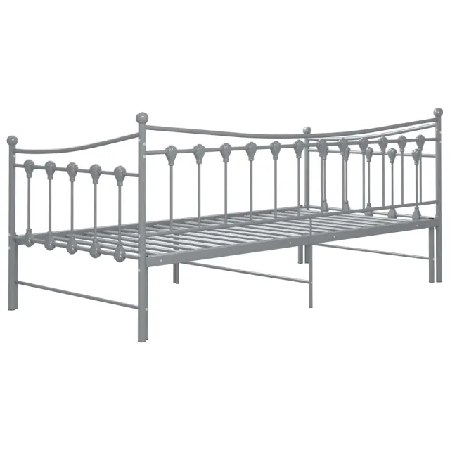 Cadre de canapé-lit extensible sans matelas gris métal 90x200cm