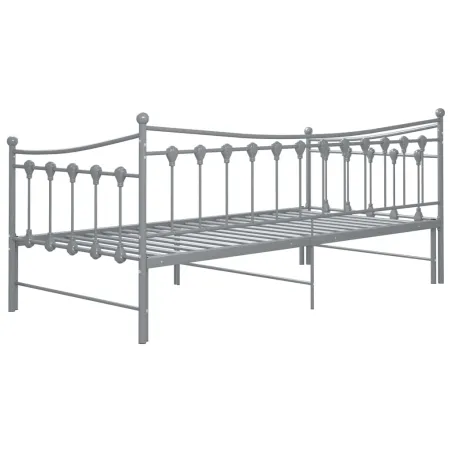 Cadre de canapé-lit extensible sans matelas gris métal 90x200cm