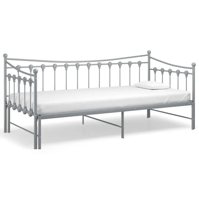 Cadre de canapé-lit extensible sans matelas gris métal 90x200cm