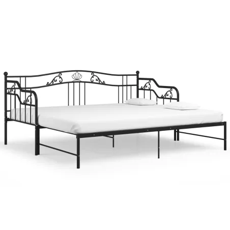 Cadre de canapé-lit extensible sans matelas Noir Métal 90x200cm