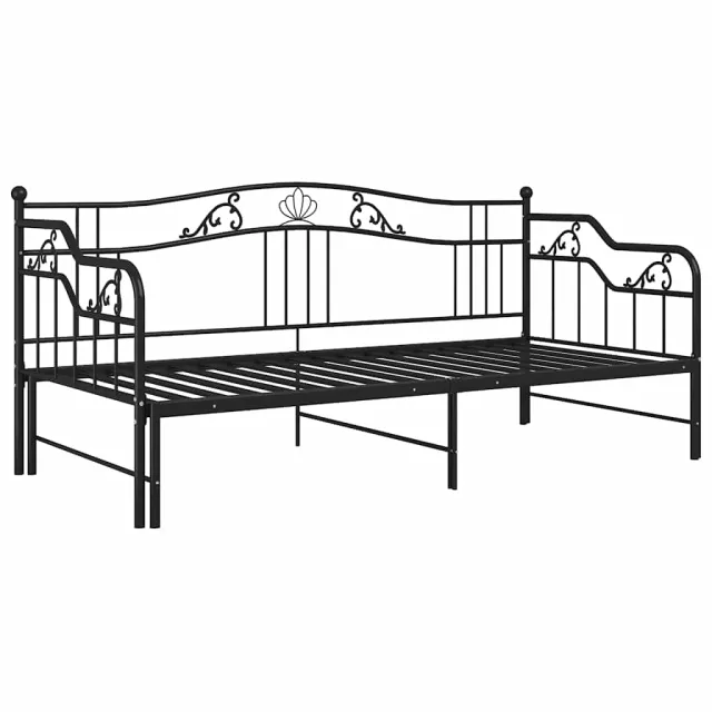 Cadre de canapé-lit extensible sans matelas Noir Métal 90x200cm