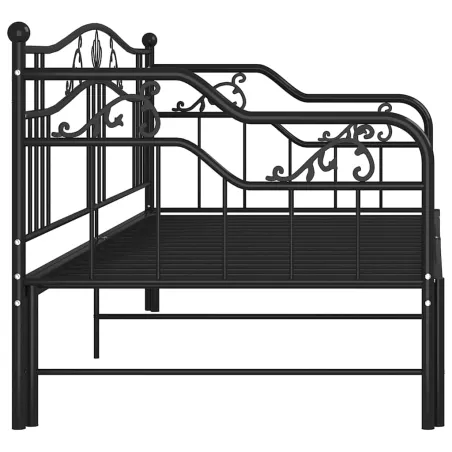 Cadre de canapé-lit extensible sans matelas Noir Métal 90x200cm