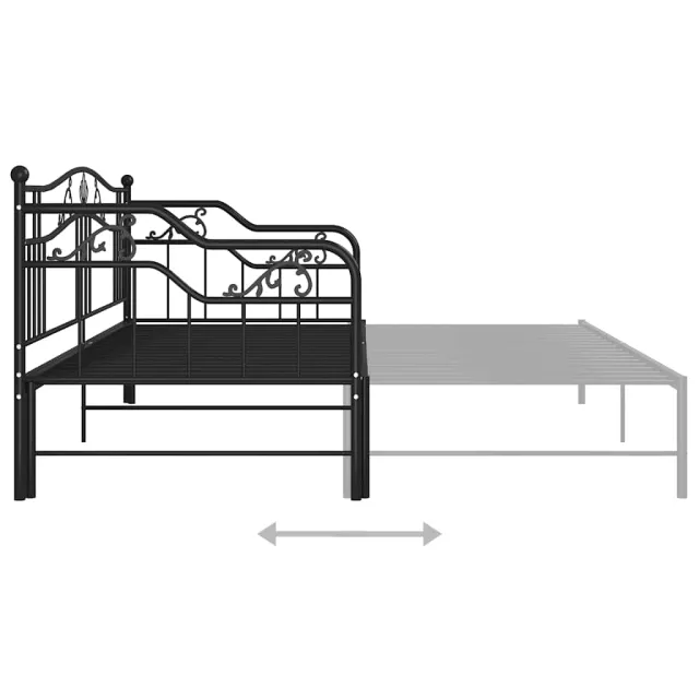 Cadre de canapé-lit extensible sans matelas Noir Métal 90x200cm