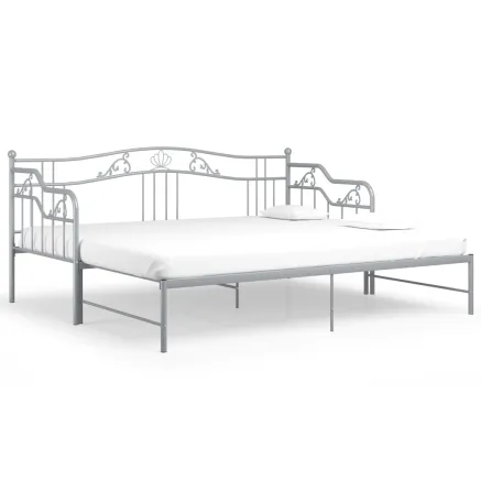 Cadre de canapé-lit extensible sans matelas gris métal 90x200cm 2