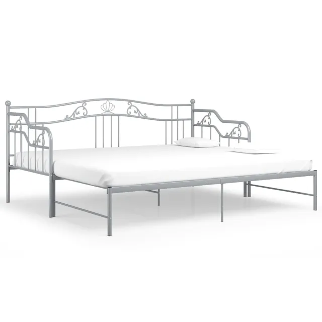 Cadre de canapé-lit extensible sans matelas gris métal 90x200cm